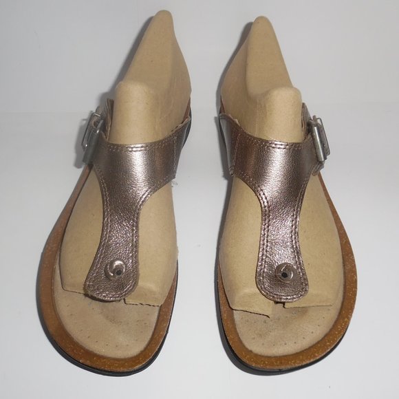 ECCO Passion Warm Grey Metallic Thong Slip Casual Comfy Leather Sandal - Picture 5 of 14